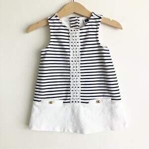 Janie and Jack Baby Girl Size 6-12M A Line Striped Sleeveless Dress Nautical